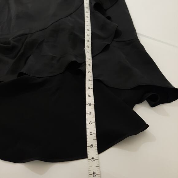 NWT Black Satin Lace Midi Dress Sz Large Corset Ruffle Hem Formal Cocktail - Picture 11 of 12